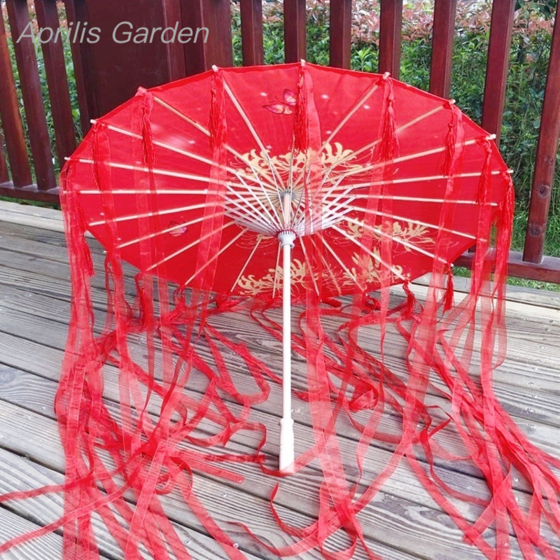 Smart Garden Umbrella - 82Cm Bunga Merah Kuno Minyak Kertas