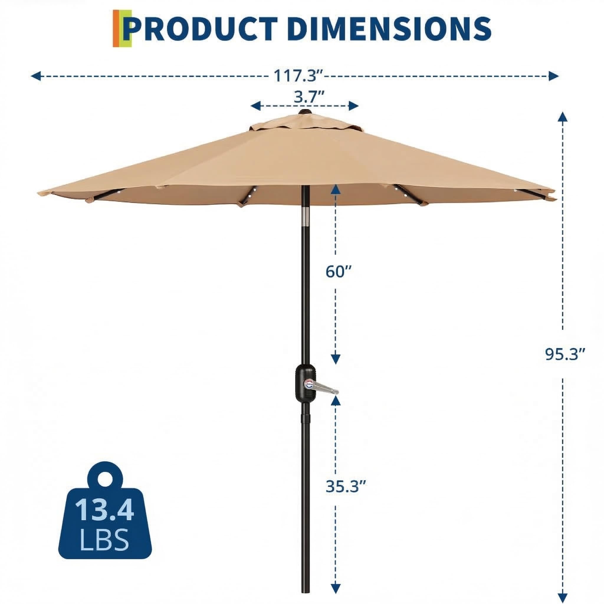 Payung Patio 10 kaki dengan 40 - Smart Garden Umbrella ulasan dan harga